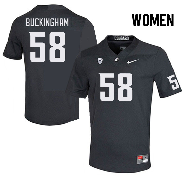 Women #58 Chase Buckingham Washington State Cougars College Football Jerseys Stitched Sale-Charcoal
